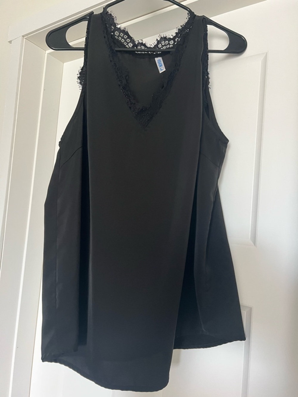 Women's Black Lace-Trim V-Neck Tank Top